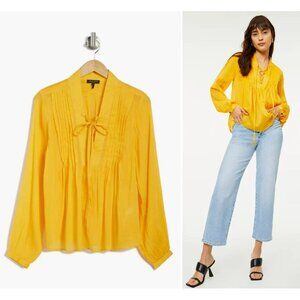 NWT New $325 Rag & Bone Sachi Lace-Up Split Neck Silk Blend Blouse Size S